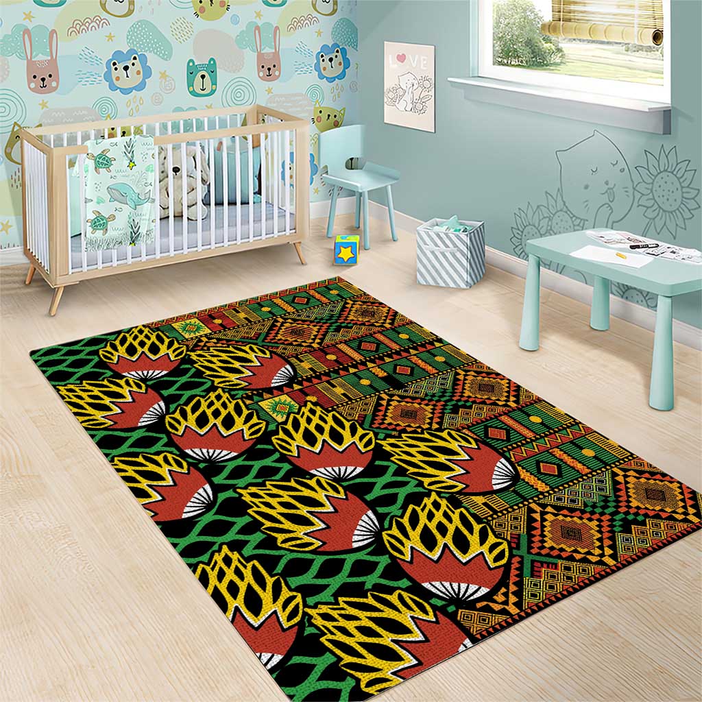 African Tribal Geometric Mixed Kanga Pattern Area Rug