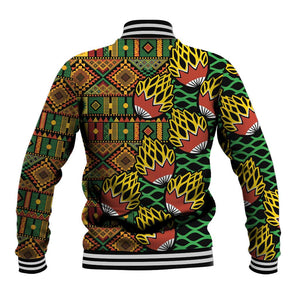 African Tribal Geometric Mixed Kanga Pattern Baseball Jacket