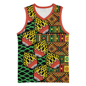 African Tribal Geometric Mixed Kanga Pattern Basketball Jersey - African Pride