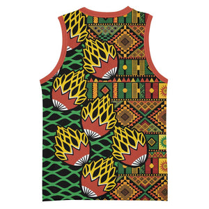 African Tribal Geometric Mixed Kanga Pattern Basketball Jersey - African Pride