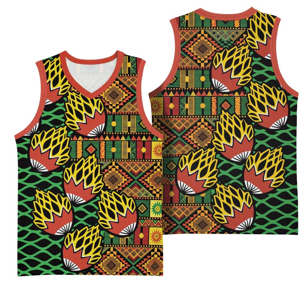 African Tribal Geometric Mixed Kanga Pattern Basketball Jersey LT9