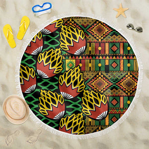 African Tribal Geometric Mixed Kanga Pattern Beach Blanket