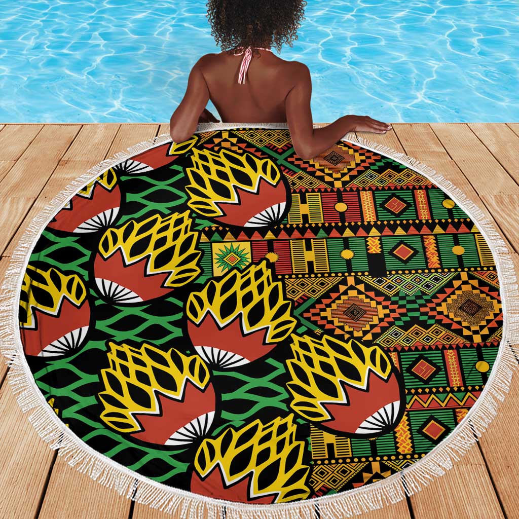African Tribal Geometric Mixed Kanga Pattern Beach Blanket
