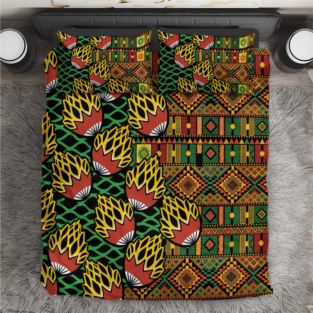 African Tribal Geometric Mixed Kanga Pattern Bedding Set