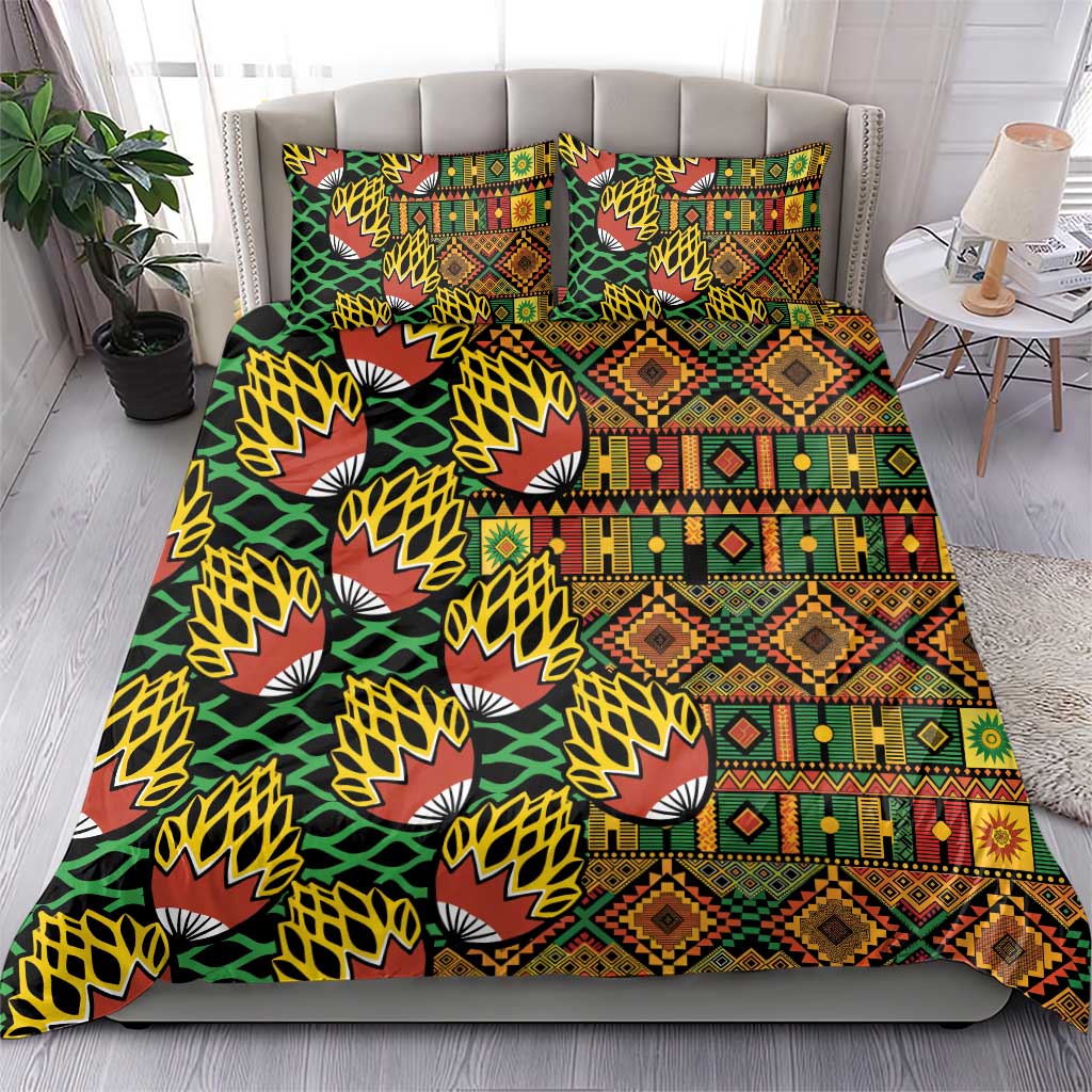 African Tribal Geometric Mixed Kanga Pattern Bedding Set