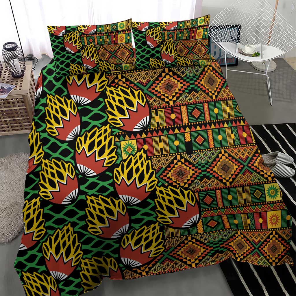 African Tribal Geometric Mixed Kanga Pattern Bedding Set