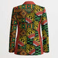 African Tribal Geometric Mixed Kanga Pattern Blazer