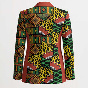 African Tribal Geometric Mixed Kanga Pattern Blazer