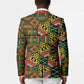 African Tribal Geometric Mixed Kanga Pattern Blazer