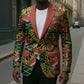 African Tribal Geometric Mixed Kanga Pattern Blazer