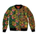 African Tribal Geometric Mixed Kanga Pattern Bomber Jacket