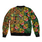 African Tribal Geometric Mixed Kanga Pattern Bomber Jacket