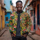 African Tribal Geometric Mixed Kanga Pattern Bomber Jacket