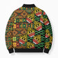 African Tribal Geometric Mixed Kanga Pattern Bomber Puffer Jacket