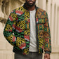 African Tribal Geometric Mixed Kanga Pattern Bomber Puffer Jacket