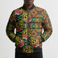 African Tribal Geometric Mixed Kanga Pattern Bomber Puffer Jacket