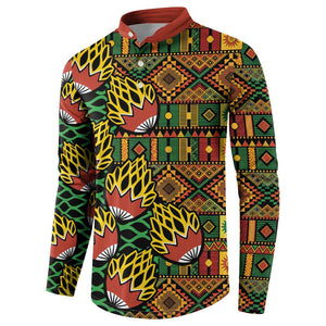 African Tribal Geometric Mixed Kanga Pattern Button Sweatshirt