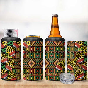 African Tribal Geometric Mixed Kanga Pattern 4 in 1 Can Cooler Tumbler
