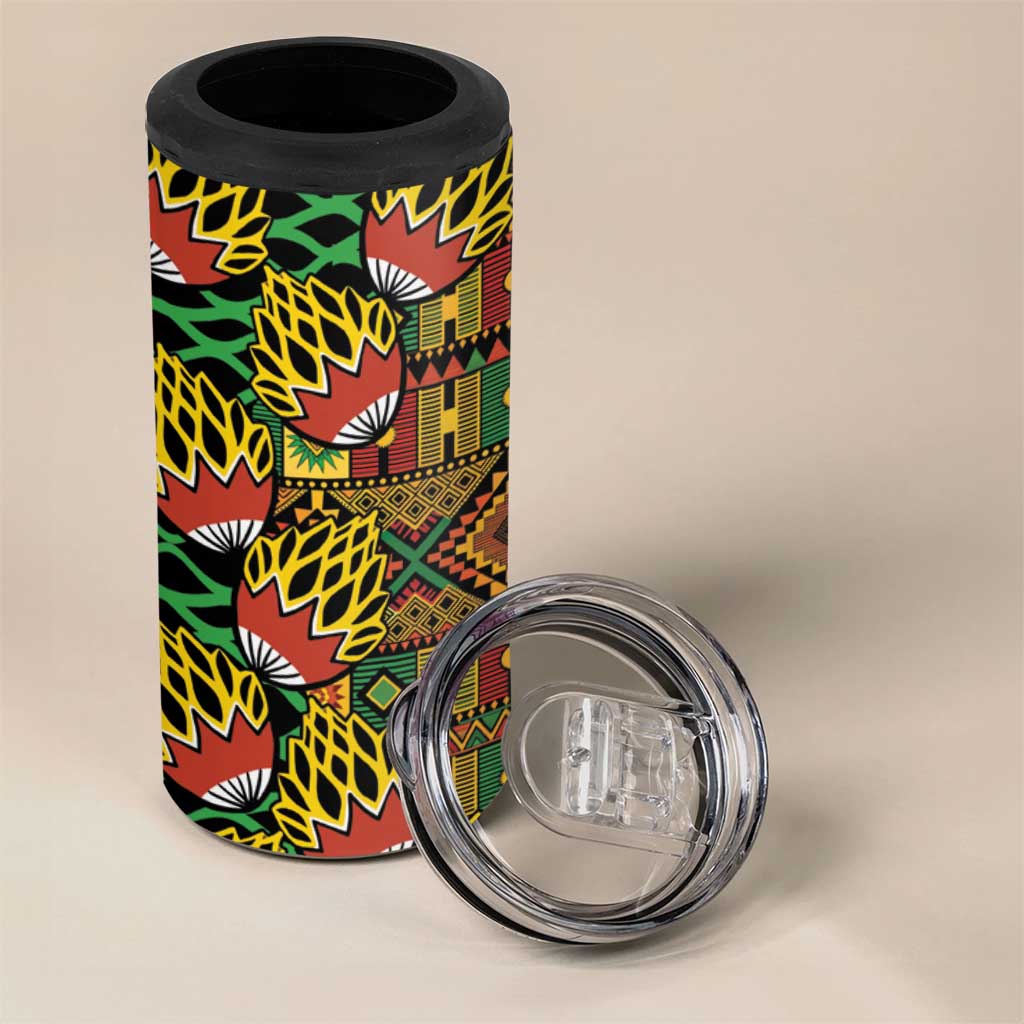 African Tribal Geometric Mixed Kanga Pattern 4 in 1 Can Cooler Tumbler