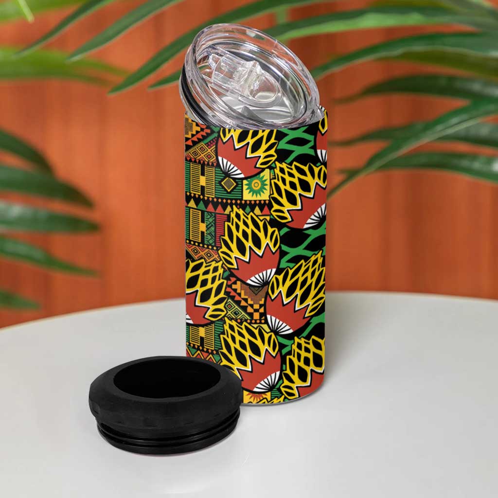 African Tribal Geometric Mixed Kanga Pattern 4 in 1 Can Cooler Tumbler
