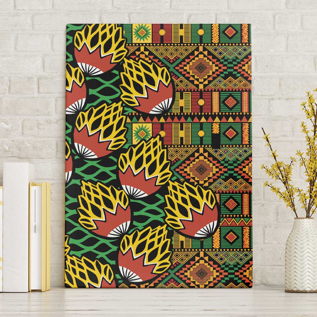 African Tribal Geometric Mixed Kanga Pattern Canvas Wall Art