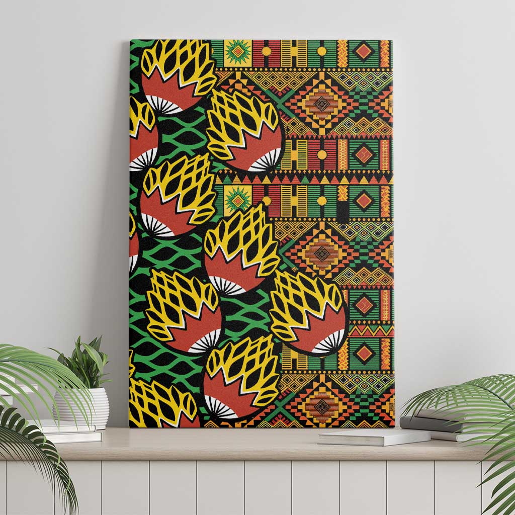 African Tribal Geometric Mixed Kanga Pattern Canvas Wall Art