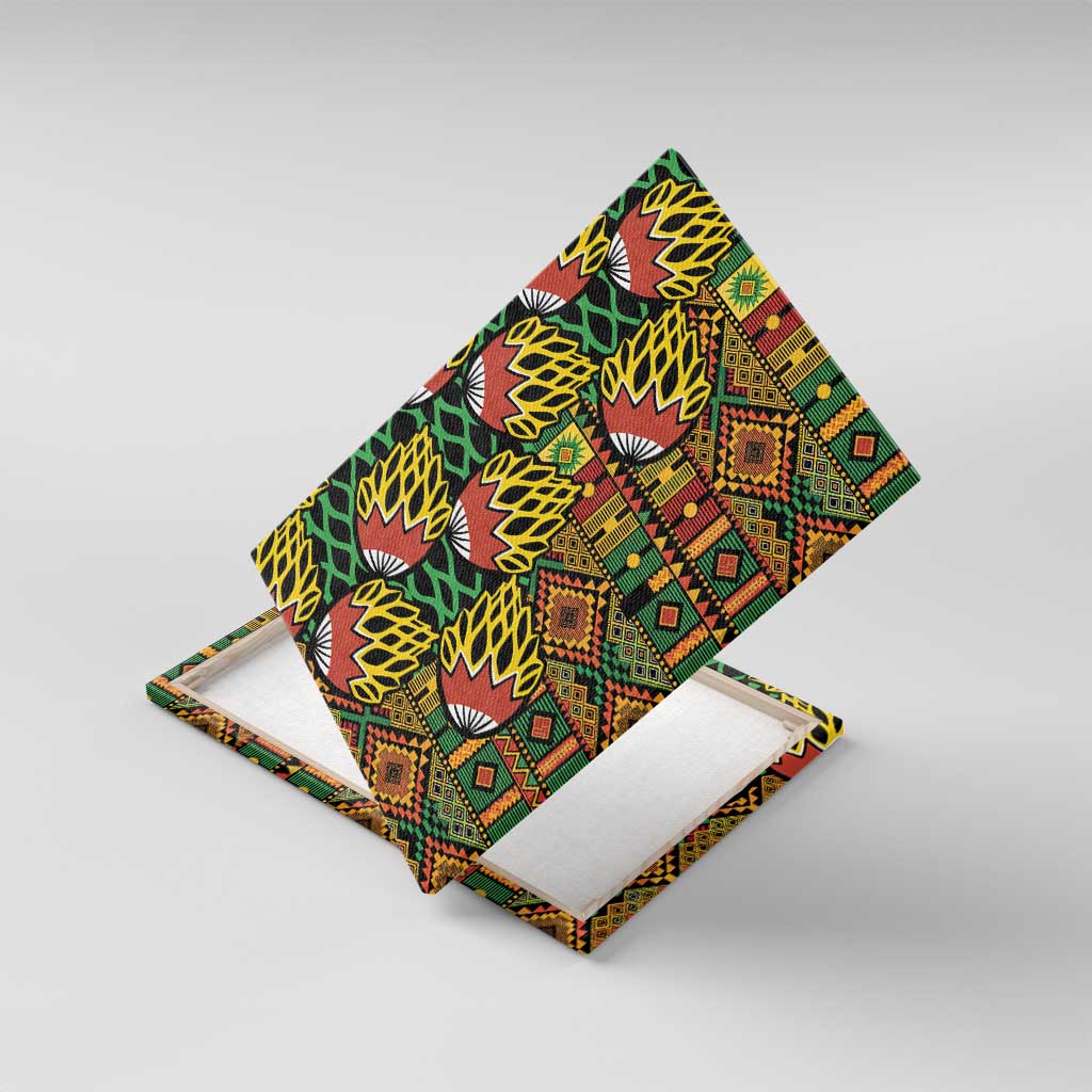 African Tribal Geometric Mixed Kanga Pattern Canvas Wall Art