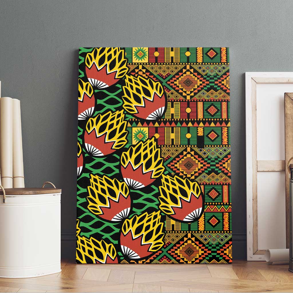 African Tribal Geometric Mixed Kanga Pattern Canvas Wall Art