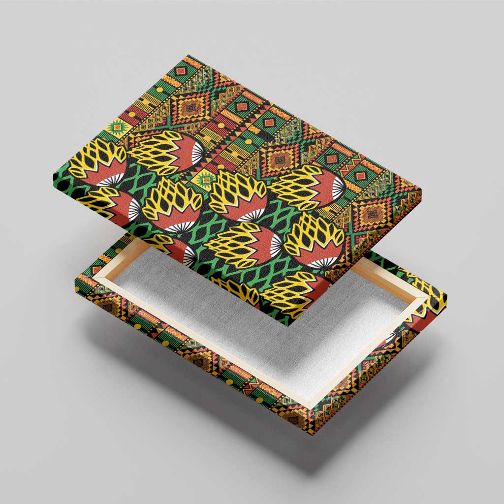 African Tribal Geometric Mixed Kanga Pattern Canvas Wall Art