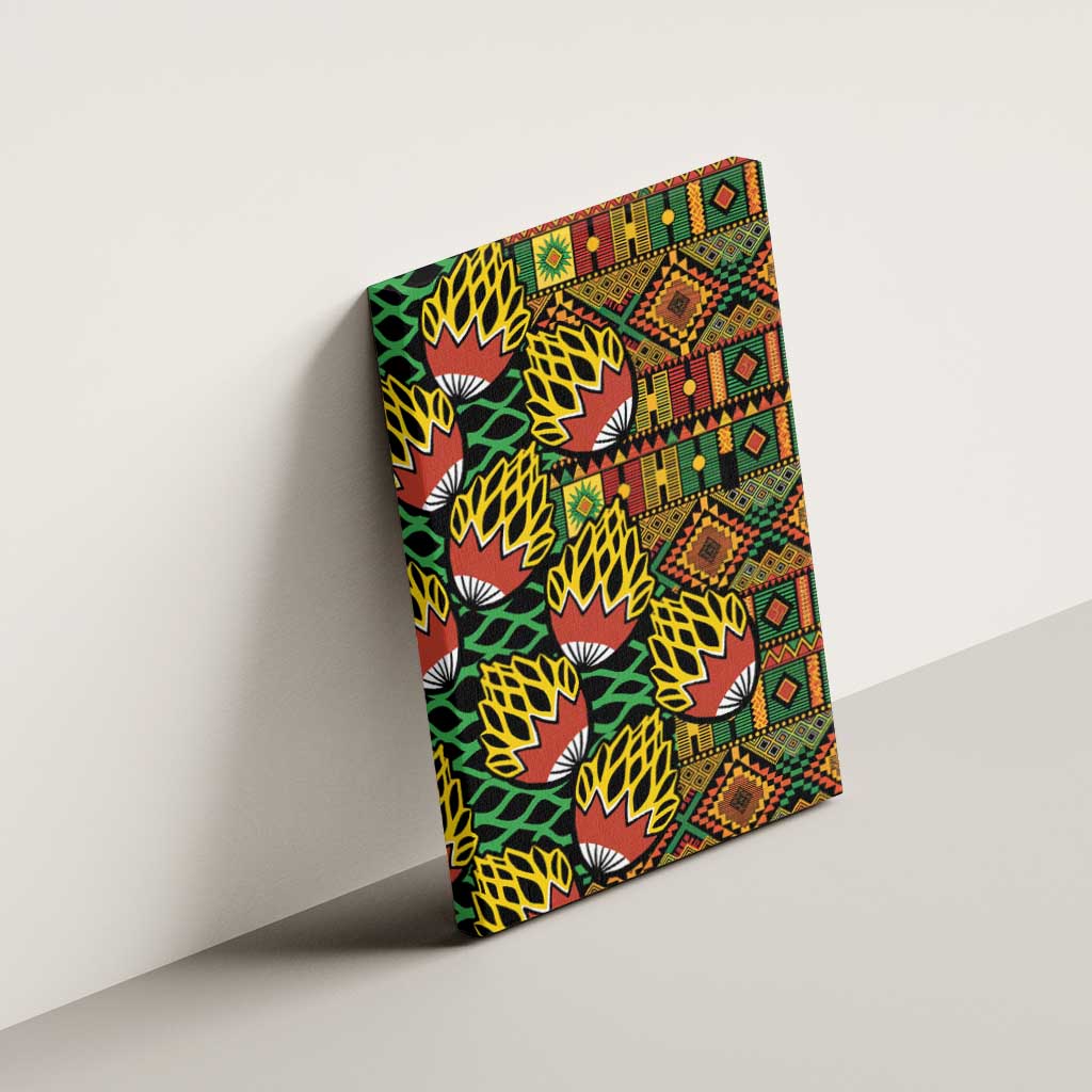 African Tribal Geometric Mixed Kanga Pattern Canvas Wall Art