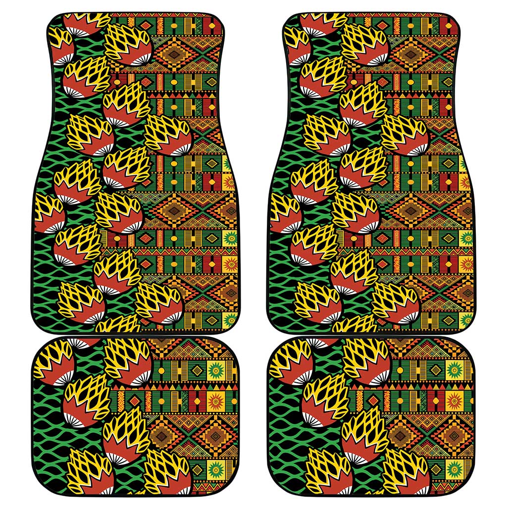 African Tribal Geometric Mixed Kanga Pattern Car Mats