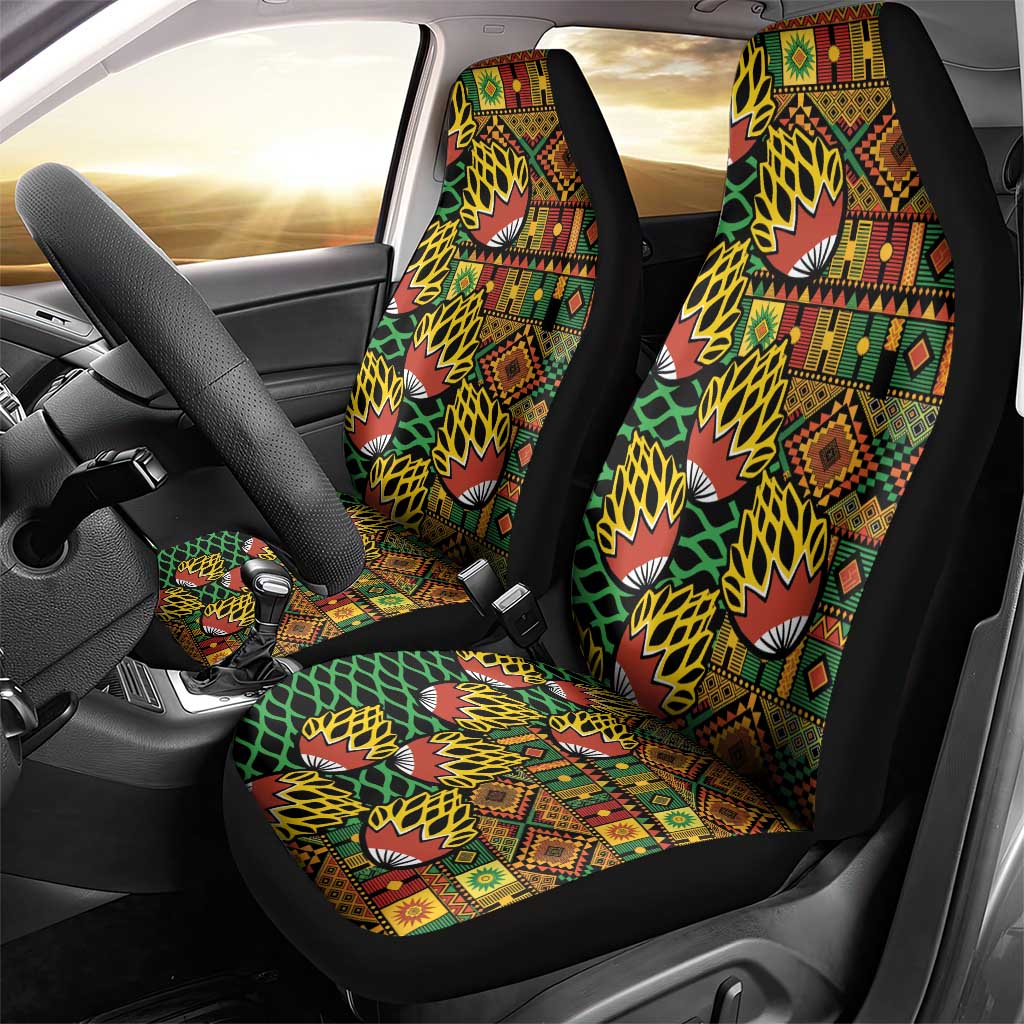 African Tribal Geometric Mixed Kanga Pattern Car Seat Cover