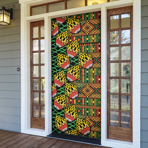 African Tribal Geometric Mixed Kanga Pattern Door Cover