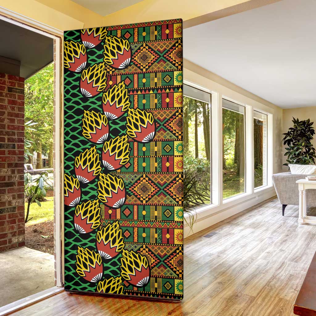 African Tribal Geometric Mixed Kanga Pattern Door Cover