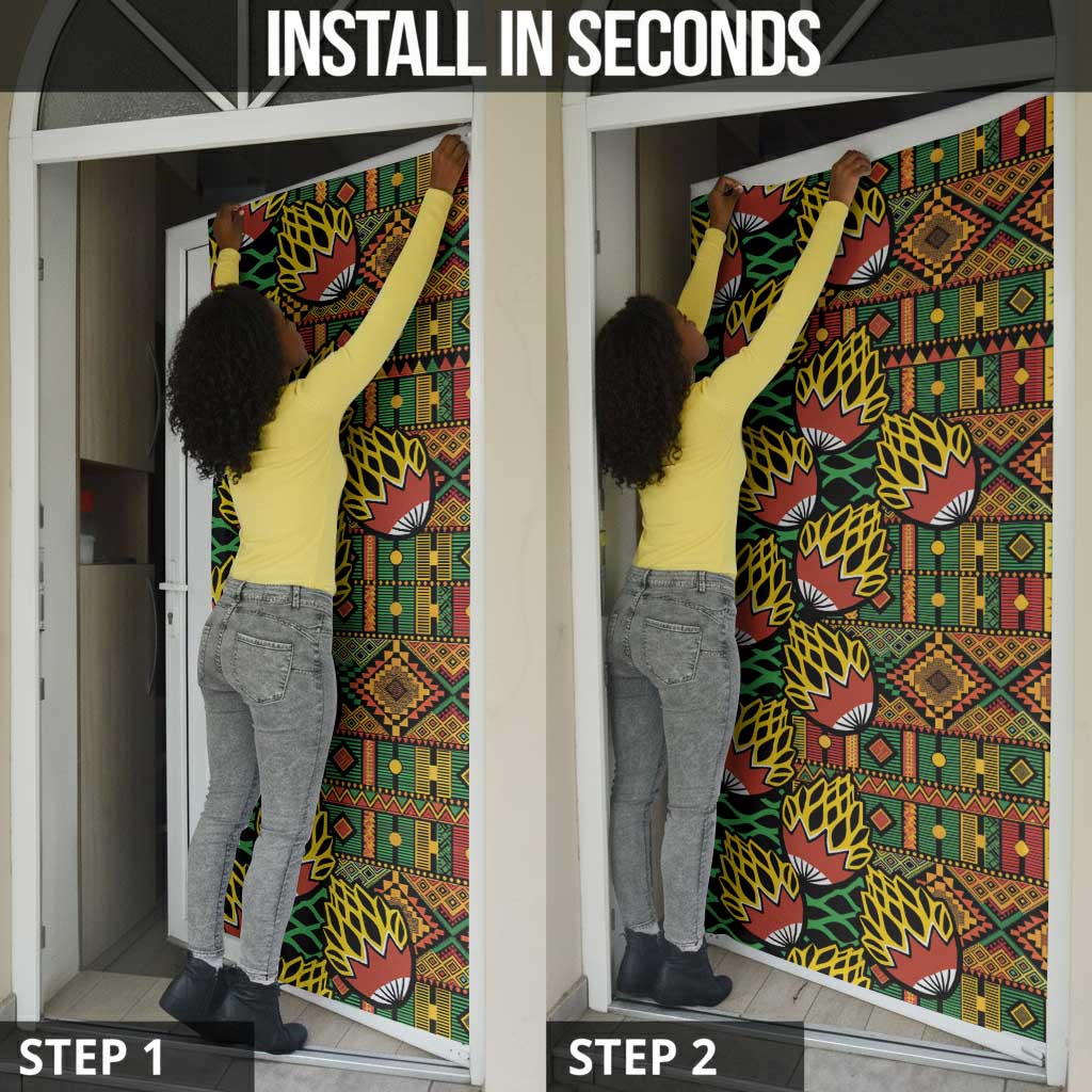 African Tribal Geometric Mixed Kanga Pattern Door Cover