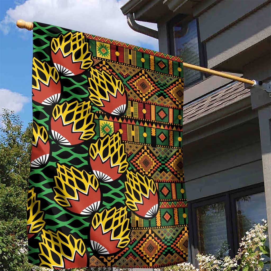 African Tribal Geometric Mixed Kanga Pattern Garden Flag