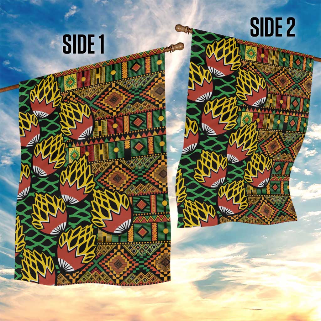 African Tribal Geometric Mixed Kanga Pattern Garden Flag