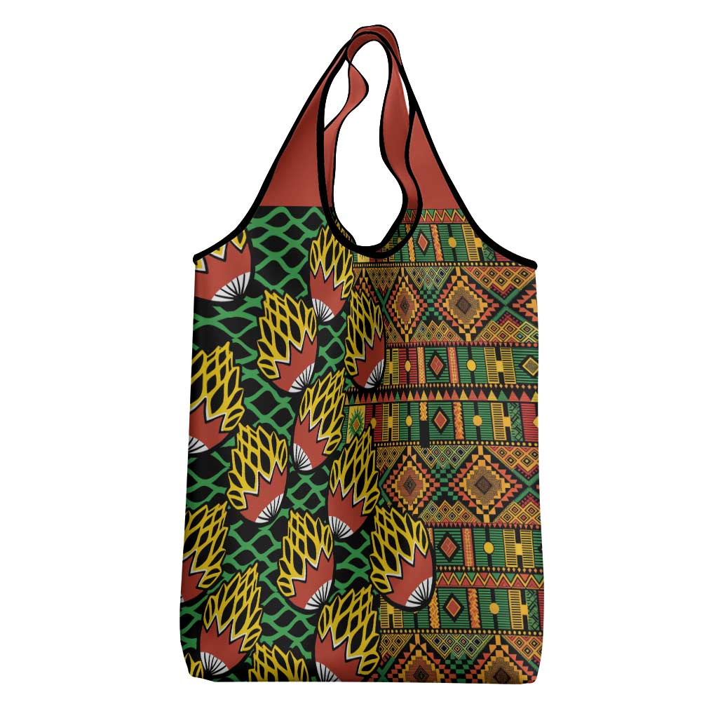 African Tribal Geometric Mixed Kanga Pattern Grocery Bag