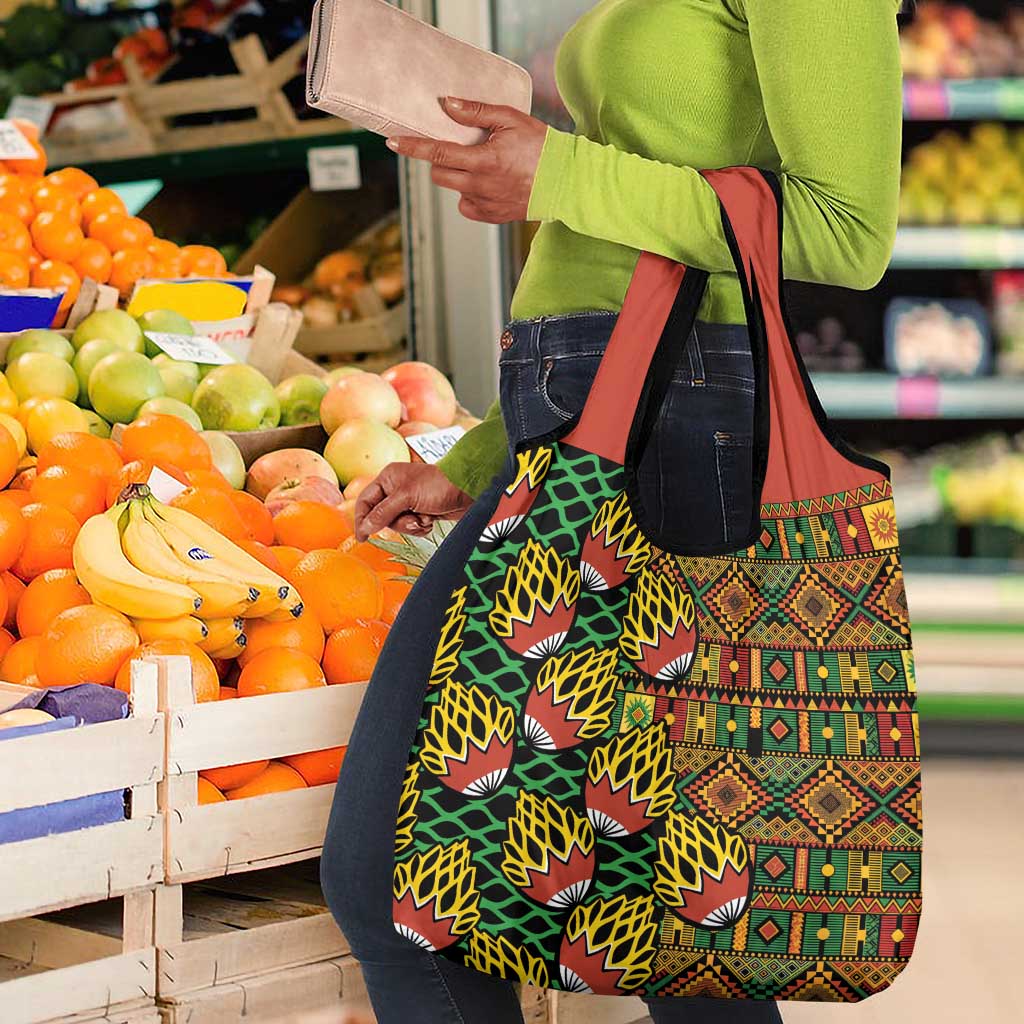 African Tribal Geometric Mixed Kanga Pattern Grocery Bag