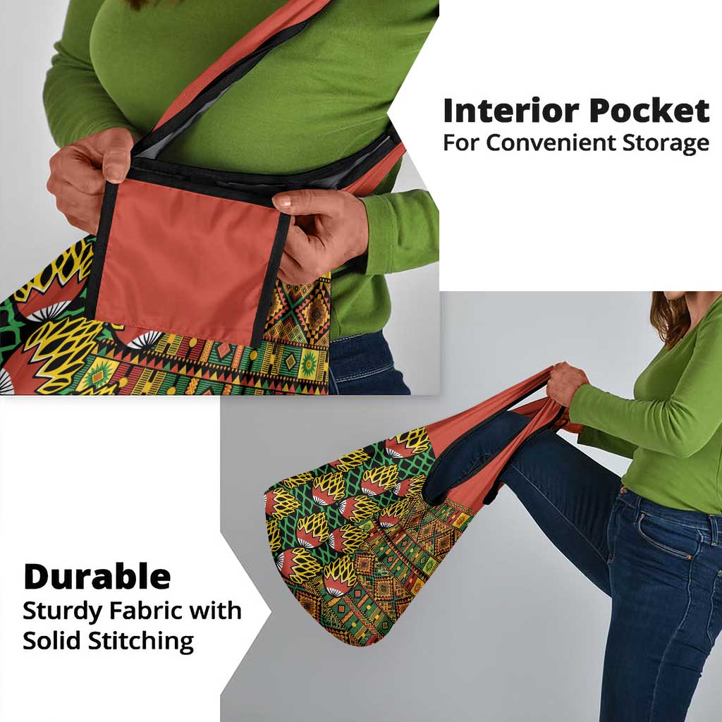 African Tribal Geometric Mixed Kanga Pattern Grocery Bag