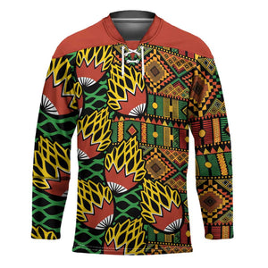 African Tribal Geometric Mixed Kanga Pattern Hockey Jersey