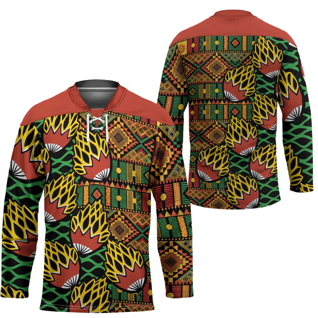 African Tribal Geometric Mixed Kanga Pattern Hockey Jersey