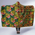 African Tribal Geometric Mixed Kanga Pattern Hooded Blanket