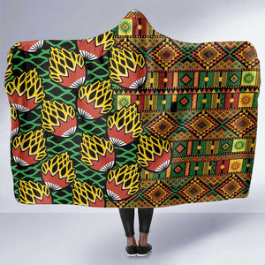 African Tribal Geometric Mixed Kanga Pattern Hooded Blanket