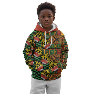 African Tribal Geometric Mixed Kanga Pattern Kid Hoodie
