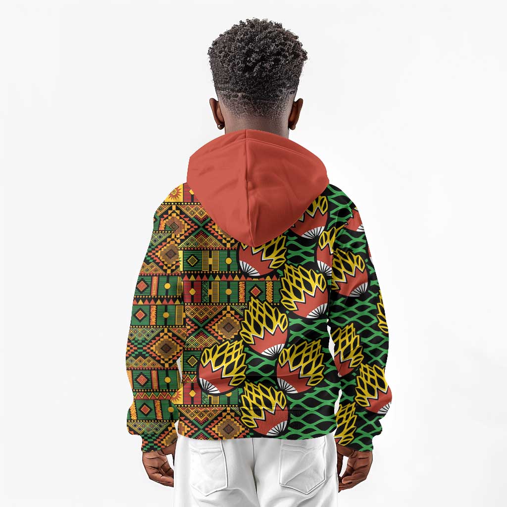 African Tribal Geometric Mixed Kanga Pattern Kid Hoodie