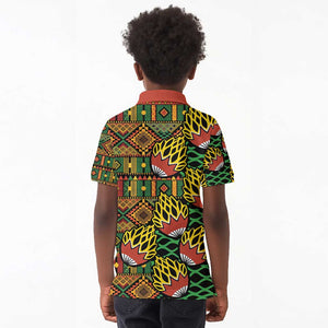 African Tribal Geometric Mixed Kanga Pattern Kid Polo Shirt