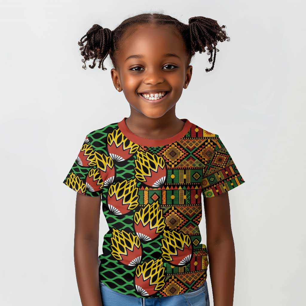 African Tribal Geometric Mixed Kanga Pattern Kid T shirt