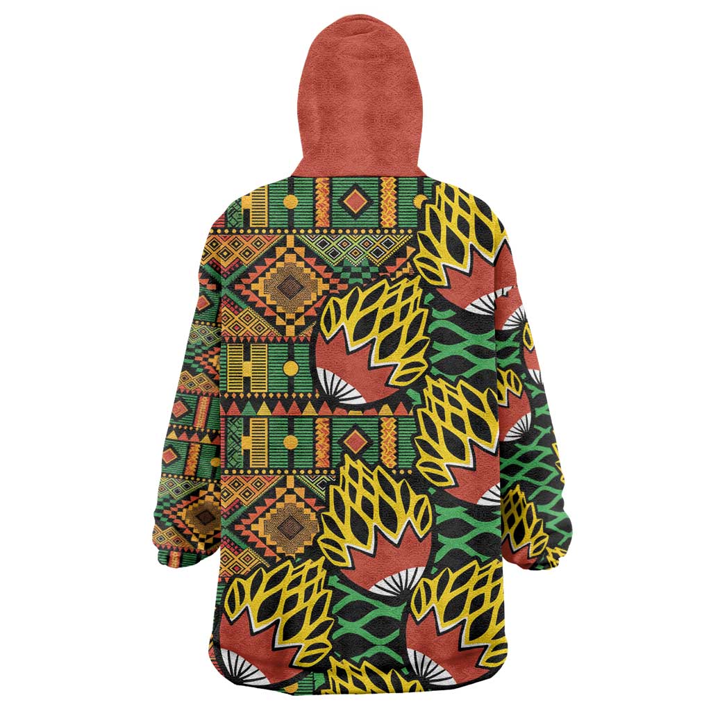 African Tribal Geometric Mixed Kanga Pattern Kid Wearable Blanket Hoodie
