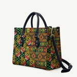 African Tribal Geometric Mixed Kanga Pattern Leather Bag